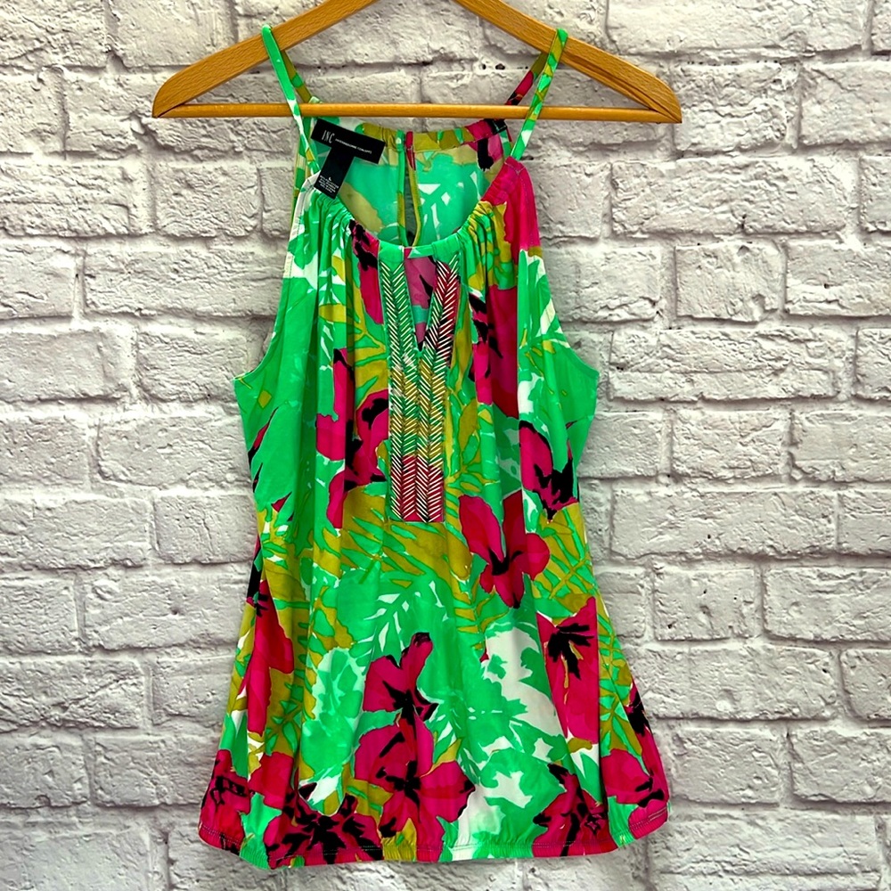 INC international concepts bright floral halter tank